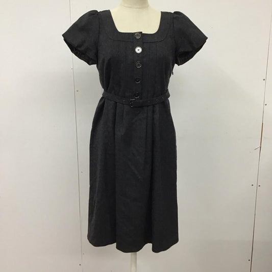 バーバリーブルーレーベル BURBERRY BLUE LABEL ワンピース ひざ丈スカート FMF63-595-08 半袖 スクエアネック 36 無地 チャコールグレー / チャコールグレー /  レディース USED 古着 中古 10115012