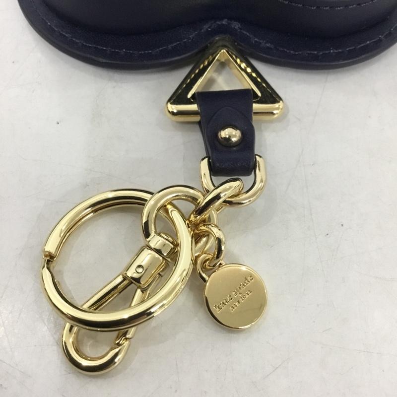 ケイトスペード Kate Spade キーホルダー キーホルダー KK753 リブ ハート コインパース バッグチャーム コインケース 箱有 ロゴ、文字 紺 / ネイビー /  レディース USED 古着 中古 10142807