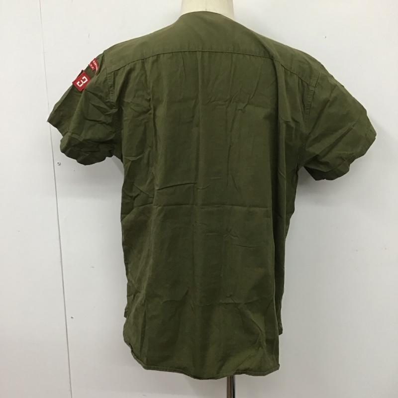 チャムス CHUMS シャツ、ブラウス 半袖 CH02-1054 ノーカラーシャツ L ワンポイント カーキ / カーキ /  メンズ USED 古着 中古 10108178