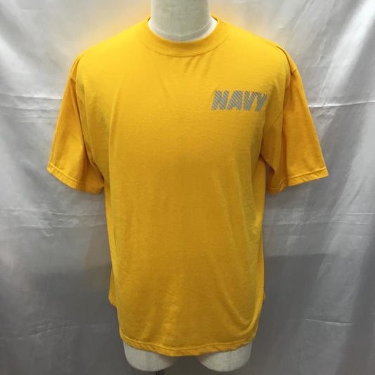 ユーエスネイビー USNAVY Tシャツ 半袖 半袖カットソー プリントTシャツ クルーネックカットソー 古着 M ロゴ、文字 黄 / イエロー /  メンズ USED 古着 中古 10113870