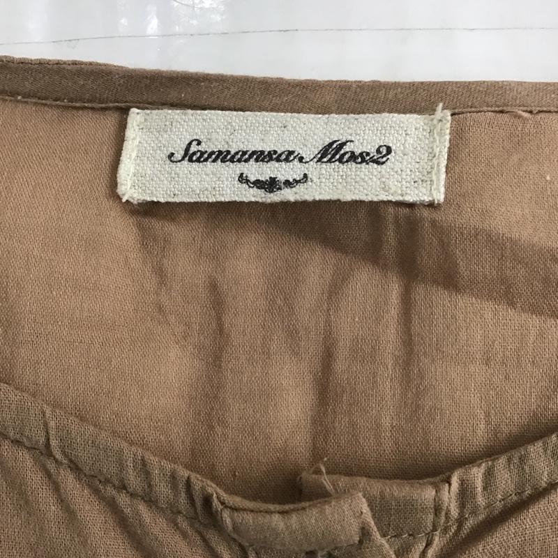 サマンサモスモス Samansa Mos2 ワンピース ロングスカート fiz-1106184 半袖ワンピース 前開 ロングワンピース フレアワンピース ノーカラーシャツワンピース FREE 無地 茶 / ブラウン /  レディース USED 古着 中古 10105962