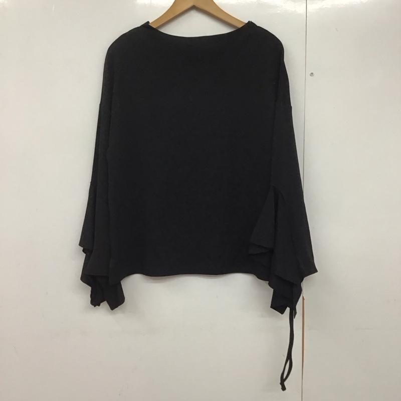 ローフ loaf カットソー 長袖 585888-844T 袖口フリル ONE SIZE 無地 黒 / ブラック /  レディース USED 古着 中古 10143839