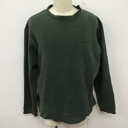 コロンビア Columbia トレーナー 長袖 長袖トレーナー スウェット クルーネック リブスウェットカットソー L ロゴ、文字 緑 / グリーン /  メンズ USED 古着 中古 10124099