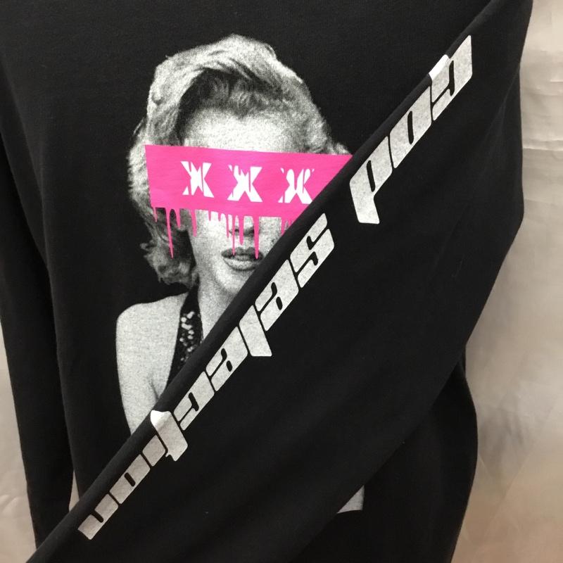 ゴッドセレクショントリプルエックス GOD SELECTION XXX カットソー 長袖 長袖カットソー クルーネックカットソー ロングスリーブカットソー プリントTシャツ L プリント 黒 / ブラック /  メンズ USED 古着 中古 10118639