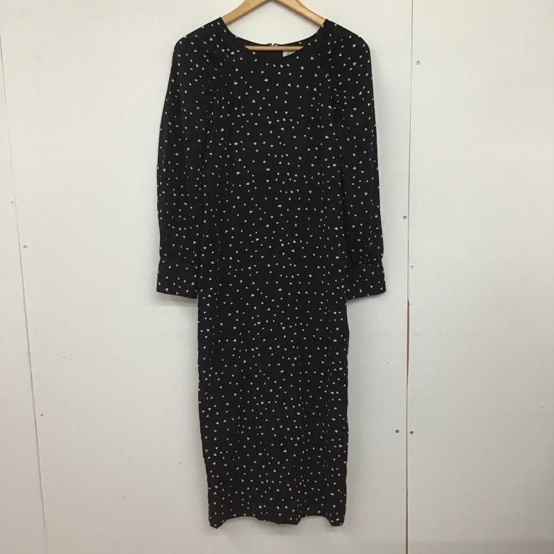 スピック＆スパン Spick & Span ワンピース ロングスカート 長袖ロングワンピース フレアスカート 総柄 38 プリント 黒 / ブラック /  レディース USED 古着 中古 10147901