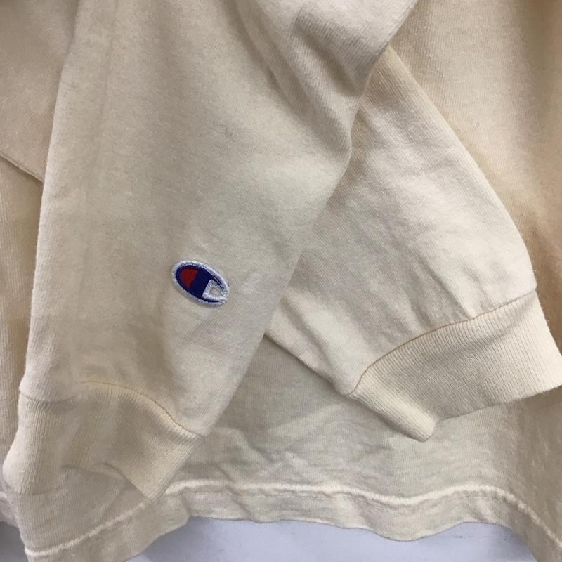 チャンピオン Champion カットソー 長袖 長袖カットソー 無地カットソー クルーネック M ロゴ、文字 オフホワイト / オフホワイト /  メンズ USED 古着 中古 10132676
