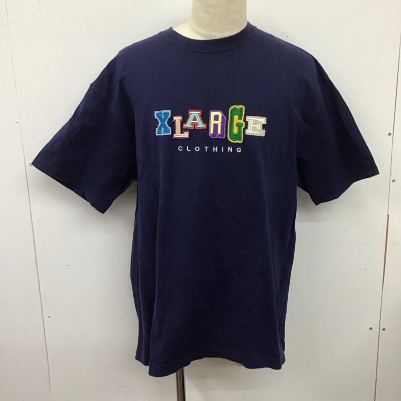 エクストララージ XLARGE Tシャツ 半袖 半袖カットソー プリントTシャツ クルーネックカットソー XL ロゴ、文字 紺 / ネイビー /  メンズ USED 古着 中古 10126632