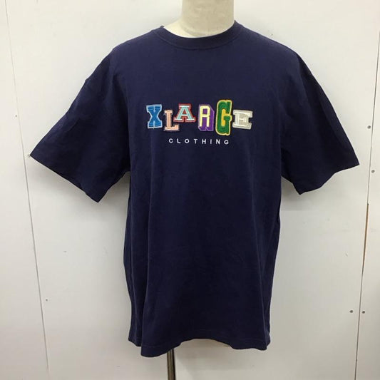 エクストララージ XLARGE Tシャツ 半袖 半袖カットソー プリントTシャツ クルーネックカットソー XL ロゴ、文字 紺 / ネイビー /  メンズ USED 古着 中古 10126632