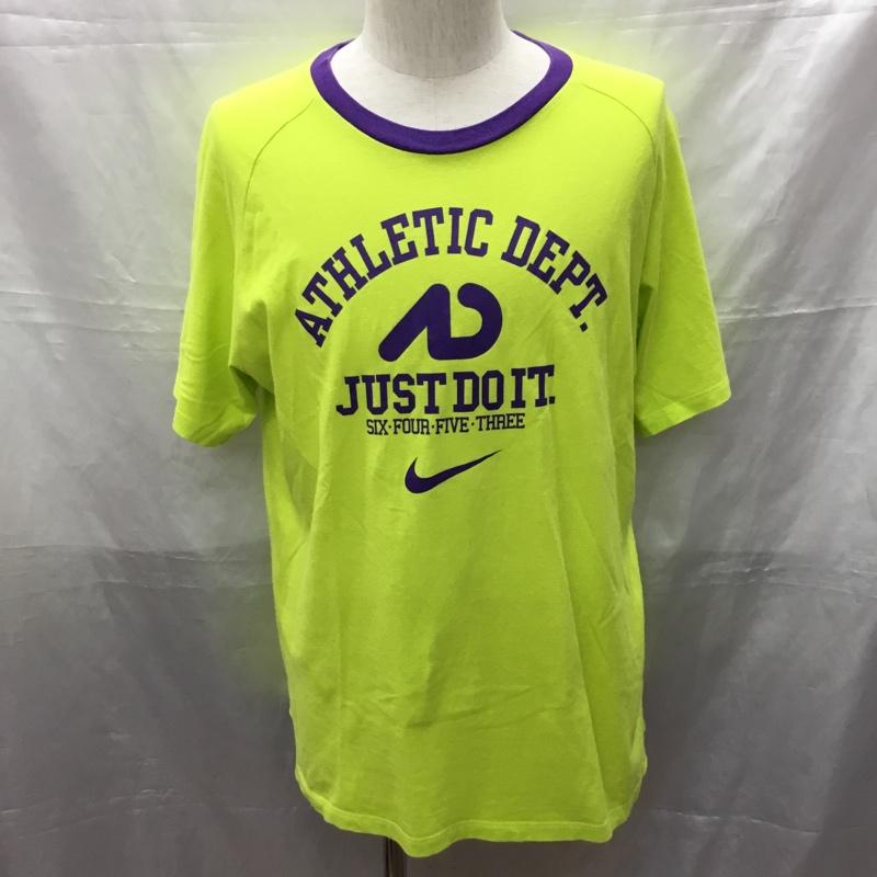 ナイキ NIKE Tシャツ 半袖 376233-358 クルーネック XL ロゴ、文字 薄緑 / ライトグリーン / X 紫 / パープル /  メンズ USED 古着 中古 10115518