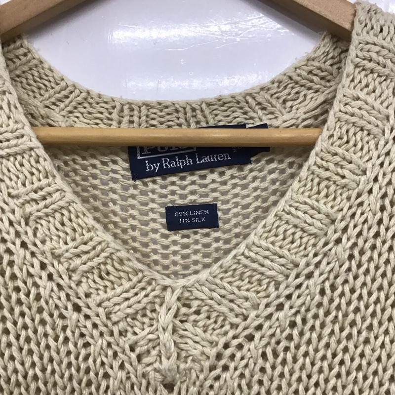ポロバイラルフローレン Polo by RALPH LAUREN ニット、セーター 長袖 長袖ニットカットソー Vネック セーター M 無地 ベージュ / ベージュ /  メンズ USED 古着 中古 10147269