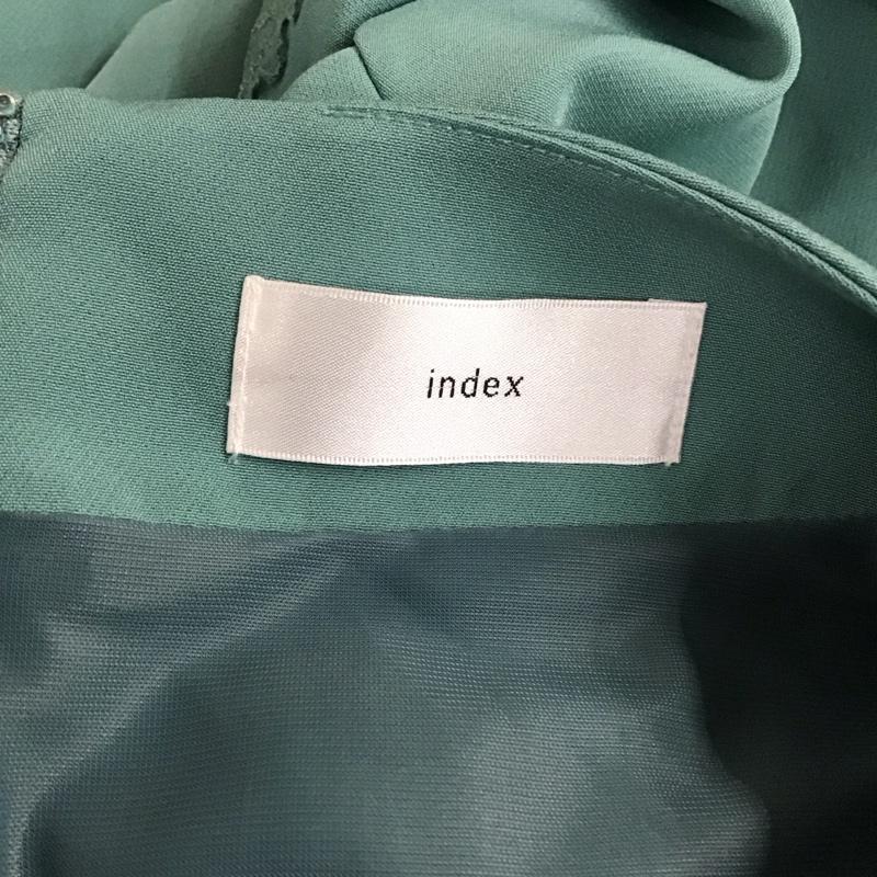 インデックス index ワンピース ひざ丈スカート C58-55028 スリーブレース ドッキングワンピース 膝下丈 レース LL 無地 薄緑 / ライトグリーン /  レディース USED 古着 中古 10112018