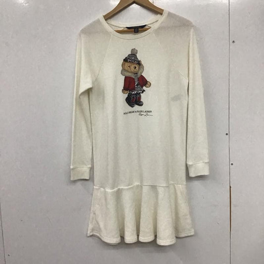 ポロラルフローレン POLO RALPH LAUREN ワンピース ロングスカート 長袖ロングワンピース スウェットワンピース クルーネック L プリント 白 / ホワイト /  レディース USED 古着 中古 10136114