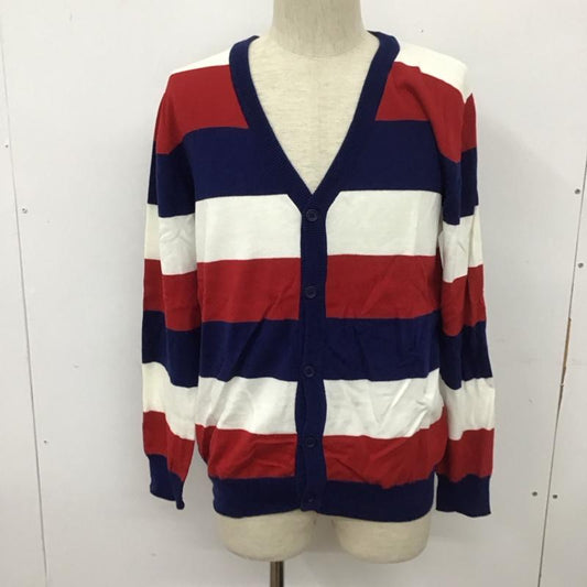 アーバンリサーチ URBAN RESEARCH カーディガン 長袖 WMH-1982033N ワイドピッチボーダー Vネック 40 ボーダー柄 白 / ホワイト / X 青 / ブルー / X 赤 / レッド /  メンズ USED 古着 中古 10111240