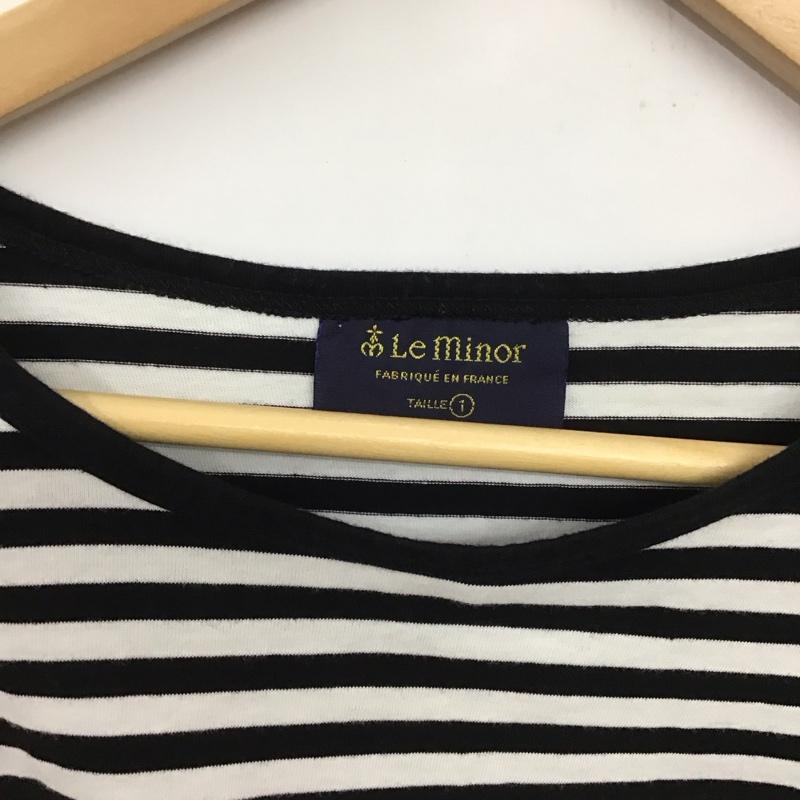 ルミノア Le Minor Tシャツ 長袖 1 ボーダー柄 白 / ホワイト / X 黒 / ブラック /  レディース USED 古着 中古 10133839