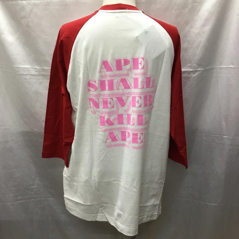 ベイプ BAPE カットソー 長袖 長袖カットソー クルーネックカットソー ロングスリーブカットソー プリントTシャツ XL ロゴ、文字 白 / ホワイト /  メンズ USED 古着 中古 10114093