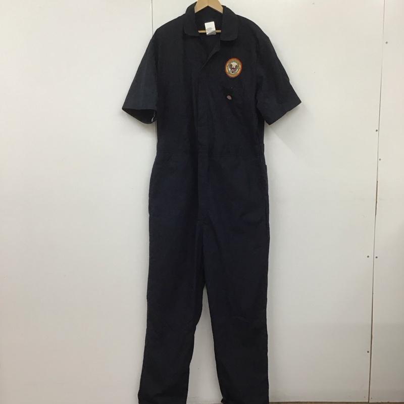 ディッキーズ Dickies サロペット・オーバーオール サロペット、オーバーオール オールインワン つなぎ ワークパンツ カジュアルパンツ 半袖 L ロゴ、文字 紺 / ネイビー /  メンズ USED 古着 中古 10108648