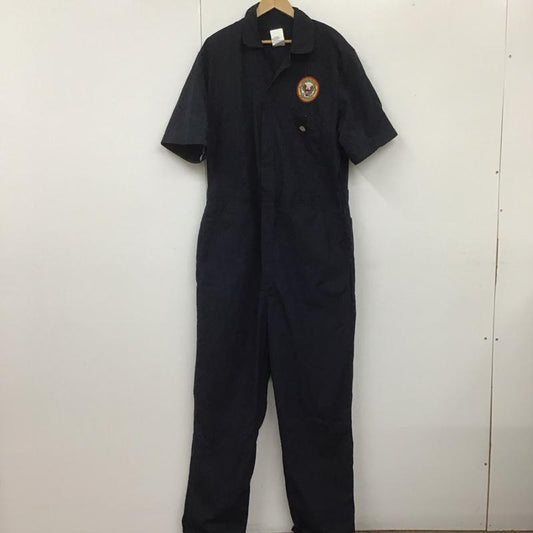 ディッキーズ Dickies サロペット・オーバーオール サロペット、オーバーオール オールインワン つなぎ ワークパンツ カジュアルパンツ 半袖 L ロゴ、文字 紺 / ネイビー /  メンズ USED 古着 中古 10108648