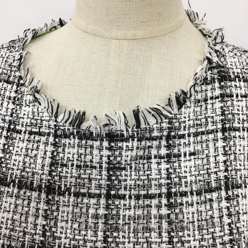 ザラ ZARA カットソー 半袖 半袖カットソー 半袖シャツカットソー 切り替えカットソー クルーネック L 総柄 白 / ホワイト / X 黒 / ブラック /  レディース USED 古着 中古 10105862