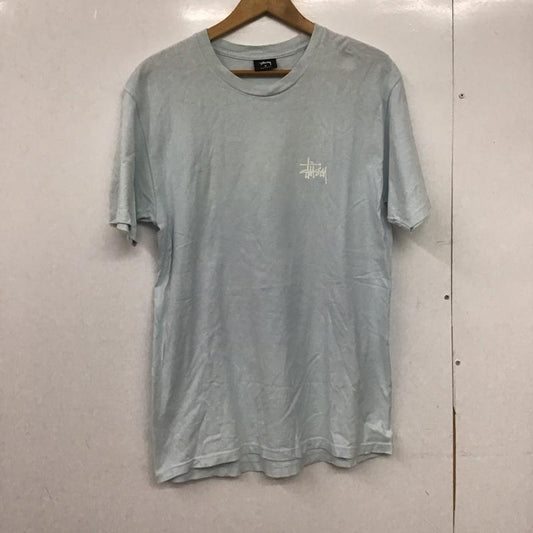 ステューシー STUSSY Tシャツ 半袖 半袖カットソー プリントTシャツ クルーネックカットソー M ロゴ、文字 水色 / ライトブルー /  メンズ USED 古着 中古 10148252