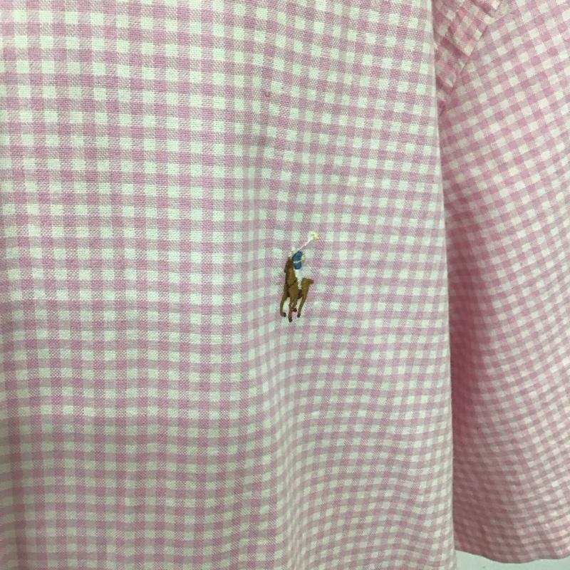 ラルフローレン RALPHLAUREN シャツ、ブラウス 半袖 半袖シャツ ギンガムチェックシャツ ボタンダウンシャツ カラーシャツ ロゴ、文字 白 / ホワイト / X 桃 / ピンク /  メンズ USED 古着 中古 10107023