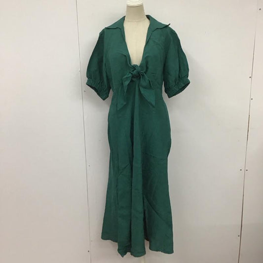ザラ ZARA ワンピース ロングスカート 4437 073 538 Vネック 番号 M 無地 緑 / グリーン /  レディース USED 古着 中古 10109613