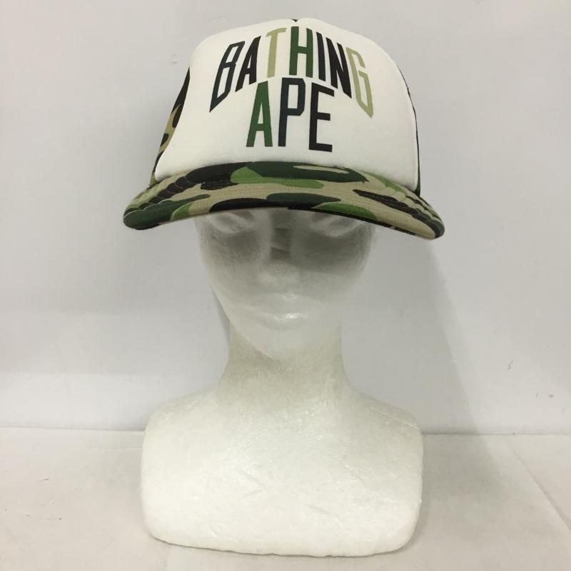 アベイシングエイプ A BATHING APE 帽子 キャップ 001CPL301012M メッシュキャップ カモ柄 迷彩 FREE ロゴ、文字 カーキ / カーキ / X 緑 / グリーン /  メンズ USED 古着 中古 10136965