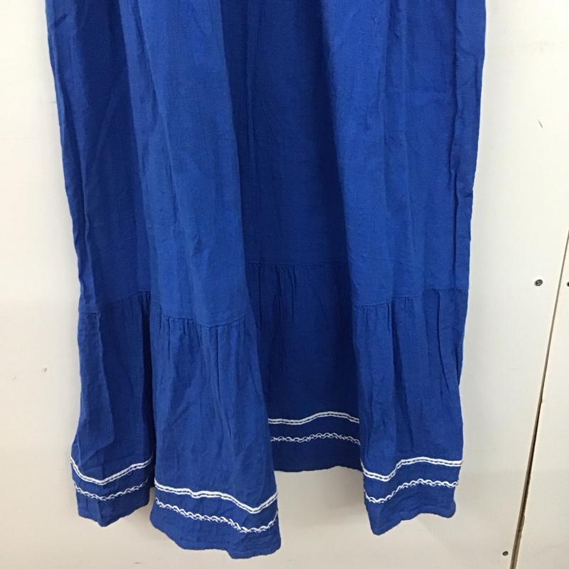 ザラ ZARA ワンピース ロングスカート 半袖ロングワンピース フレアスカート Vネック M 刺繍 青 / ブルー /  レディース USED 古着 中古 10147112