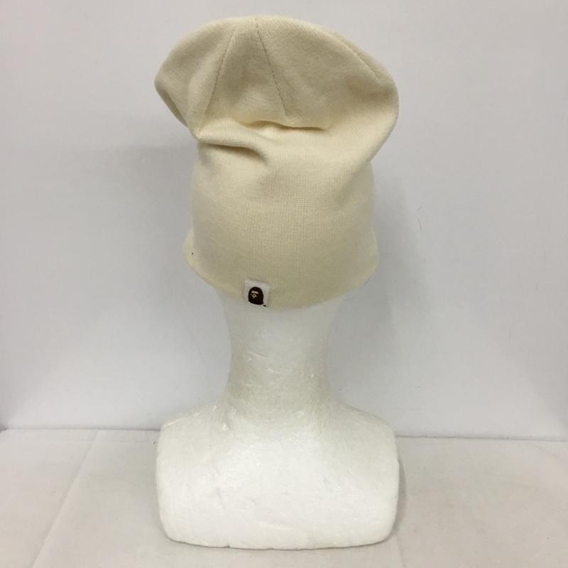 アベイシングエイプ A BATHING APE 帽子 ニット帽 CRYSTAL APE HEAD BEANIE ラインストーン ワンポイント オフホワイト / オフホワイト /  メンズ USED 古着 中古 10138490