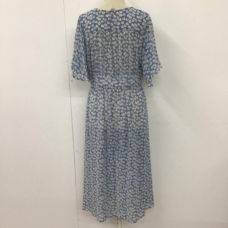 アナザーエディション Anather Edition ワンピース ロングスカート 半袖 Vネック 花柄 水色 / ライトブルー /  レディース USED 古着 中古 10116471