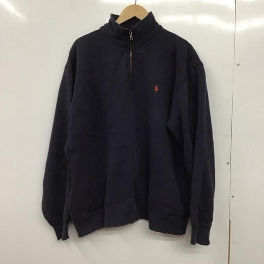 ポロバイラルフローレン Polo by RALPH LAUREN トレーナー 長袖 長袖トレーナー スウェット スタンドネック プルオーバー L ロゴ、文字 紺 / ネイビー /  メンズ USED 古着 中古 10144809