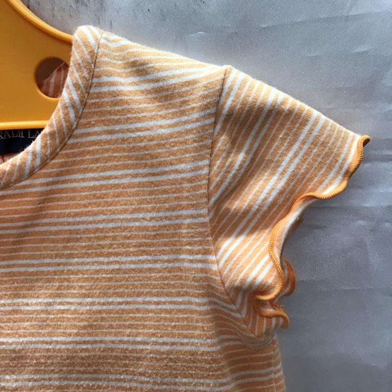 ラルフローレン RALPHLAUREN Tシャツ 半袖 90cm ベビー ボーダー 90cm ワンポイント 橙 / オレンジ / X 白 / ホワイト /  ガールズ USED 古着 中古 10116903