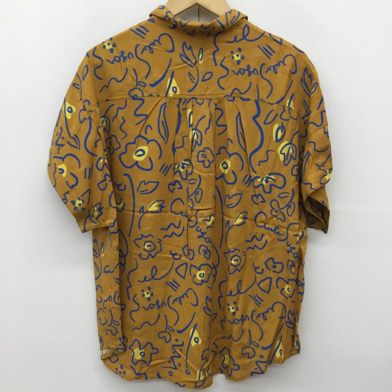 キューブシュガー CUBE SUGAR シャツ、ブラウス 半袖 M 花柄 マスタード / マスタード / X 青 / ブルー /  レディース USED 古着 中古 10144391
