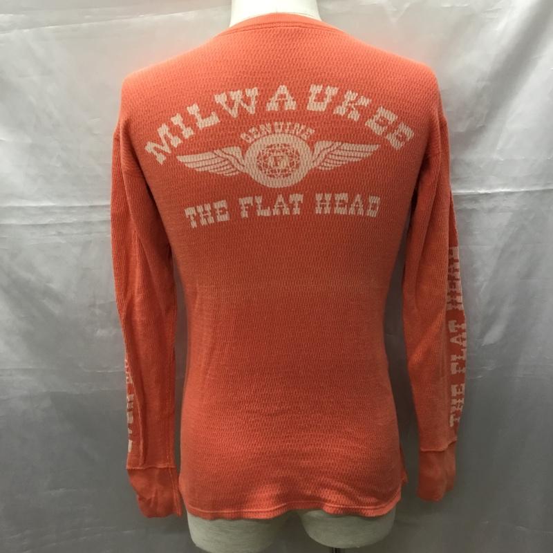 フラットヘッド FLATHEAD カットソー 長袖 長袖カットソー クルーネックカットソー ロングスリーブカットソー プリントTシャツ 40 ロゴ、文字 橙 / オレンジ /  メンズ USED 古着 中古 10115229