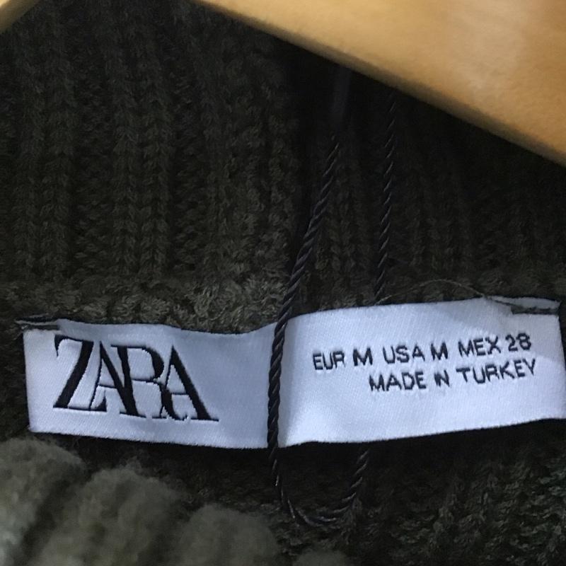ザラ ZARA ニット、セーター 長袖 6771 142 505 クロップド丈 リブ タートルネック タグ付き M 無地 カーキ / カーキ /  レディース USED 古着 中古 10131300