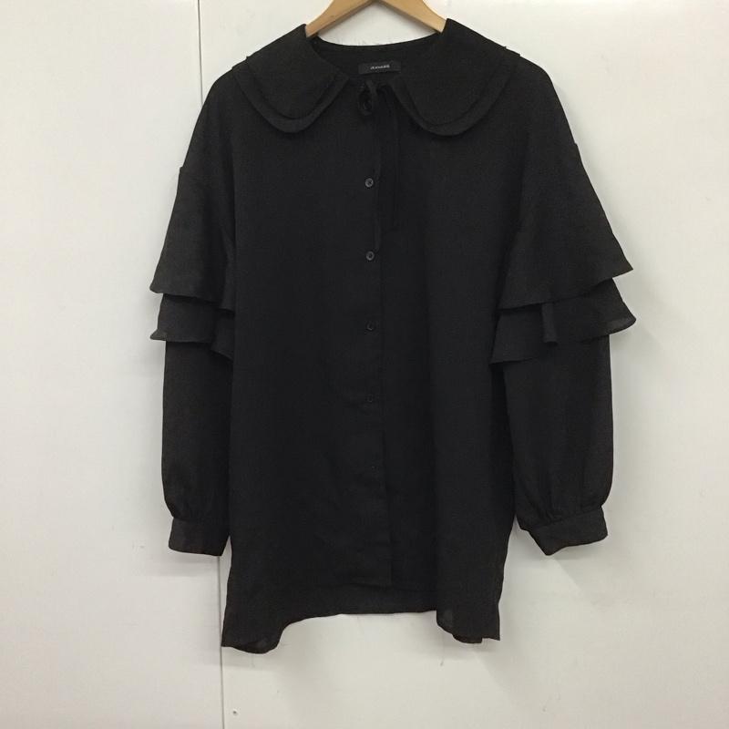 ジーナシス JEANASIS シャツ、ブラウス 長袖 JS063632AK BIG襟 フリルシャツ FREE 無地 黒 / ブラック /  レディース USED 古着 中古 10131085