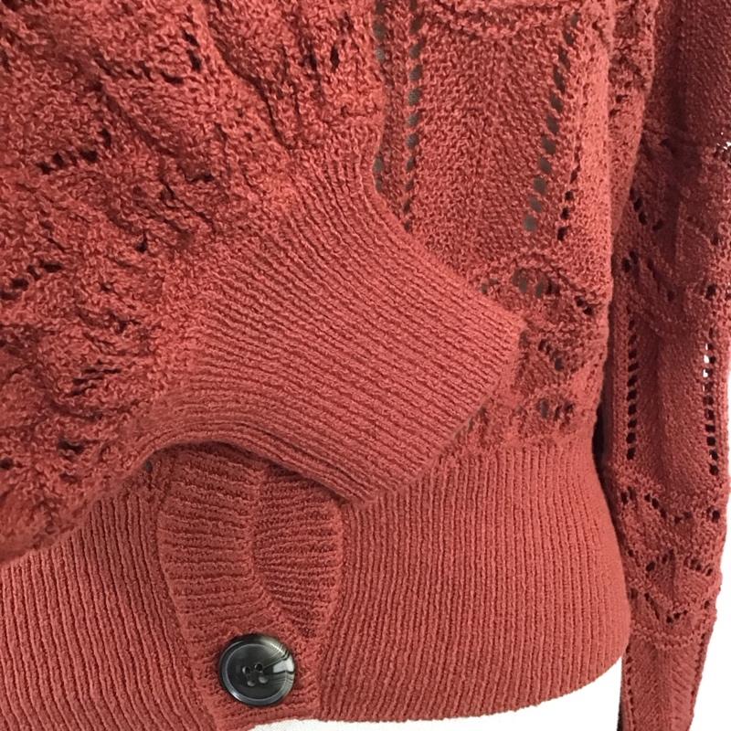 マウジー MOUSSY カーディガン 長袖 010EAF70-5930 CROCHET LIKE KNIT カーディガン クロップド丈 FREE  赤 / レッド /  レディース USED 古着 中古 10116188