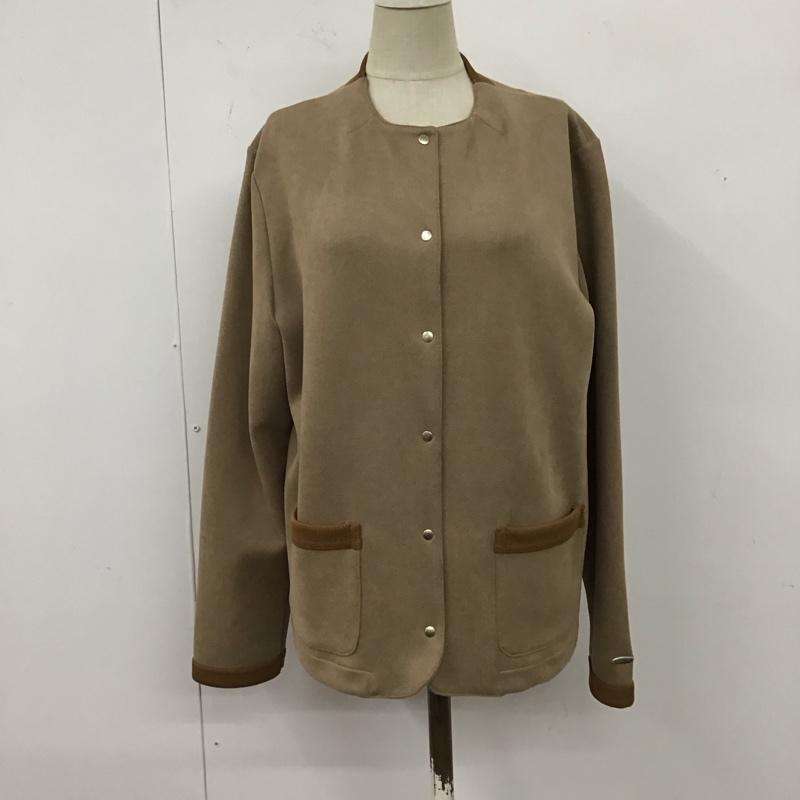 クロコダイル CROCODILE カーディガン 長袖 0202-35256 ノーカラージャケット L ワンポイント 茶 / ブラウン /  レディース USED 古着 中古 10120602