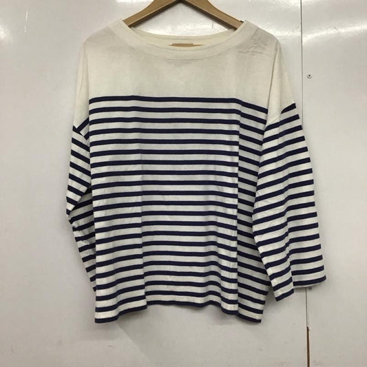 サマンサモスモス Samansa Mos2 Tシャツ 長袖 1210915 パネルボーダーバスクカットソー FREE ボーダー柄 白 / ホワイト / X 紺 / ネイビー /  レディース USED 古着 中古 10144141