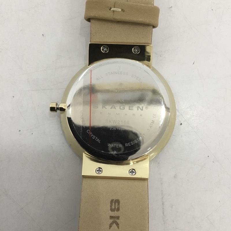 スカーゲン SKAGEN 腕時計 アナログ（クォーツ式） SKW2166 レザーベルト ロゴ、文字 ベージュ / ベージュ / X 金 / ゴールド /  レディース USED 古着 中古 10135181