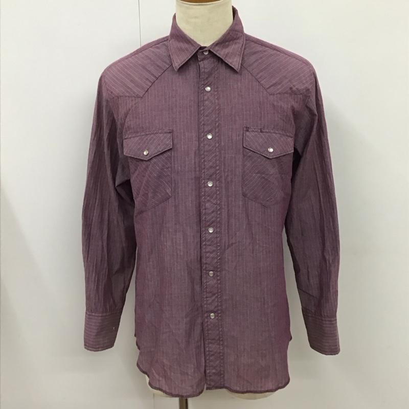ラングラー Wrangler シャツ、ブラウス 長袖 ウエスタンシャツ ストライプ 紫 / パープル / X 紺 / ネイビー /  メンズ USED 古着 中古 10116463