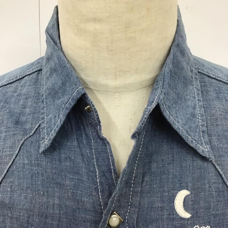 ザリアルマッコイズ THE REAL McCOY S シャツ、ブラウス 半袖 半袖シャツ カラーシャツ 半袖カットソー プリントシャツ ロゴ、文字 インディゴ / インディゴ /  メンズ USED 古着 中古 10113101