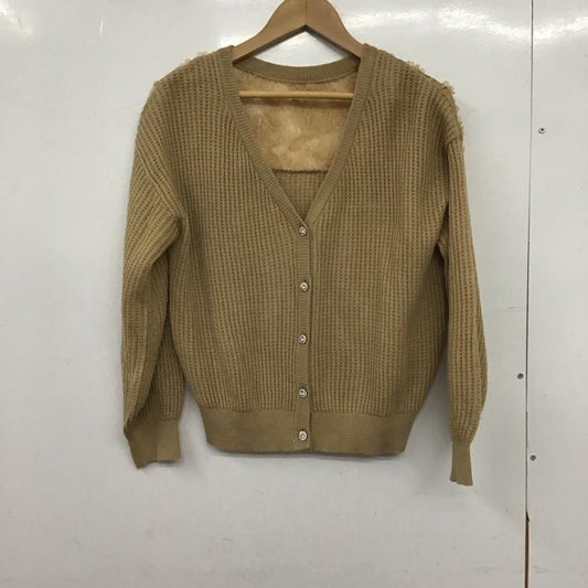 アクシーズファム axes femme カーディガン 長袖 長袖ニットカーディガン 前ボタン ノーカラー M 総柄 ベージュ / ベージュ /  レディース USED 古着 中古 10147039