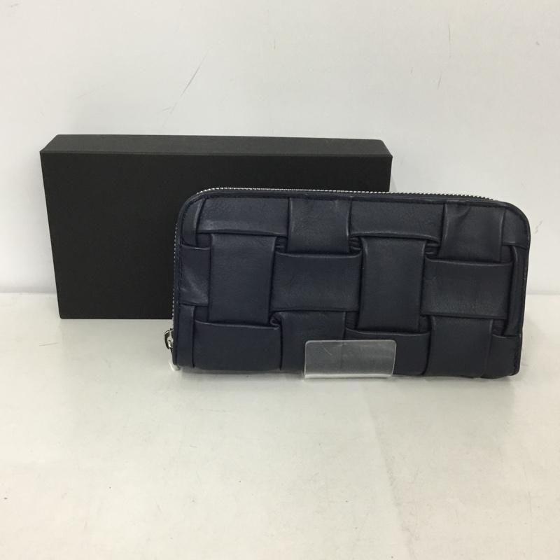 キャリーネスト CARRYNEST 財布 長財布 ラウンドファスナー レザー 箱有 無地 紺 / ネイビー /  メンズ USED 古着 中古 10146046