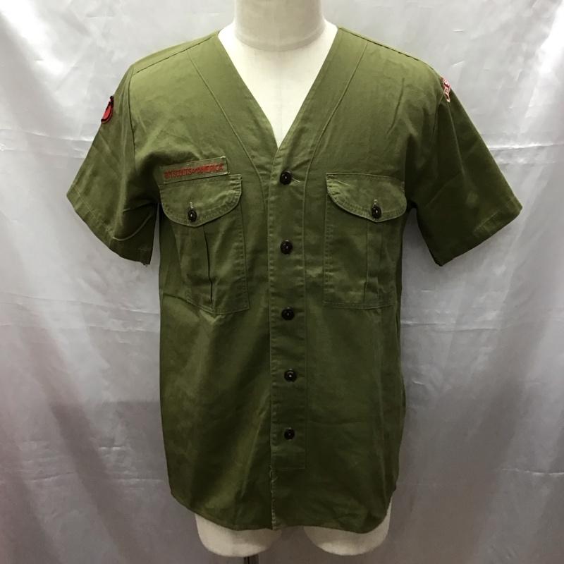 古着 USED シャツ、ブラウス 半袖 半袖シャツ ボーイスカウトシャツ ミリタリーシャツ ノーカラーシャツ 60s ロゴ、文字 カーキ / カーキ /  メンズ USED 古着 中古 10114122