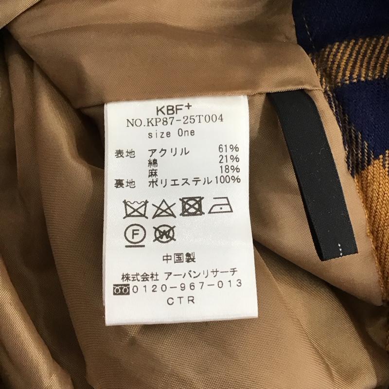 ケービーエフプラス KBF+ スカート ロングスカート KP87-25T004 ブロックチェック フレアスカート チェック 橙 / オレンジ / X 紺 / ネイビー /  レディース USED 古着 中古 10122671