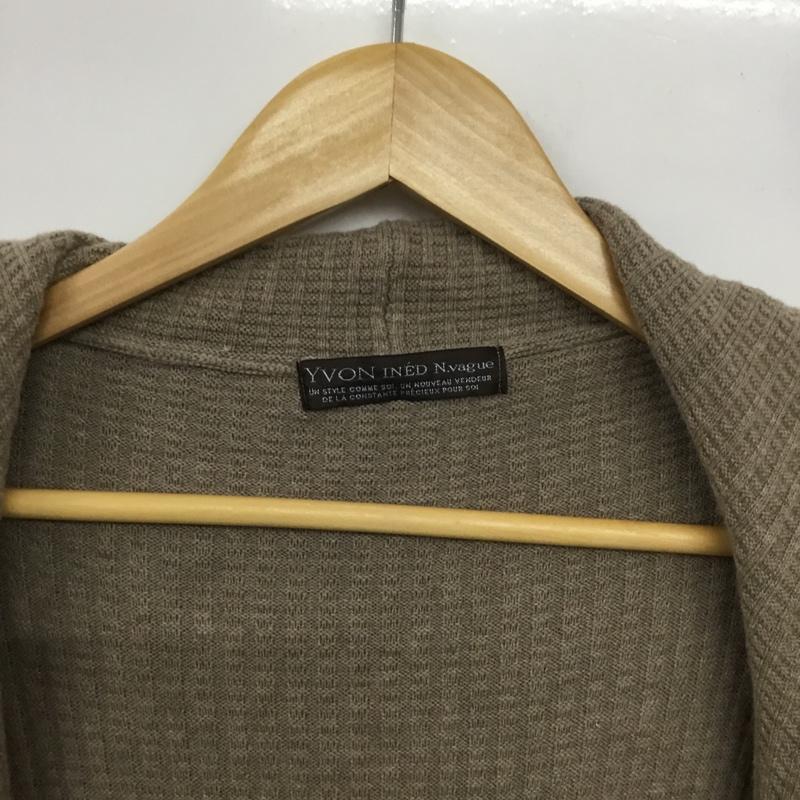 イヴォン YVON カーディガン 長袖 長袖カーディガン 前開き ノーカラーカーディガン 無地 ベージュ / ベージュ /  レディース USED 古着 中古 10143598