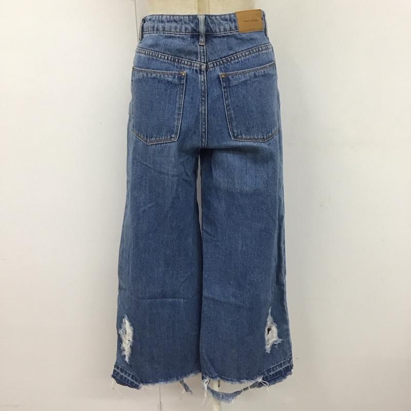 ザラ ZARA パンツ デニム、ジーンズ デニムパンツ ワイドパンツ ダメージ加工 32インチ ダメージ加工 インディゴ / インディゴ /  レディース USED 古着 中古 10110265