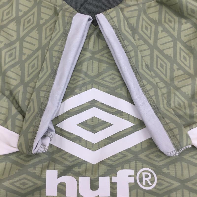 ハフ HUF カットソー 半袖 24SS UMBRO ART PANEL TEAM JERSEY S ロゴ、文字 X 総柄 緑 / グリーン /  メンズ USED 古着 中古 10134993
