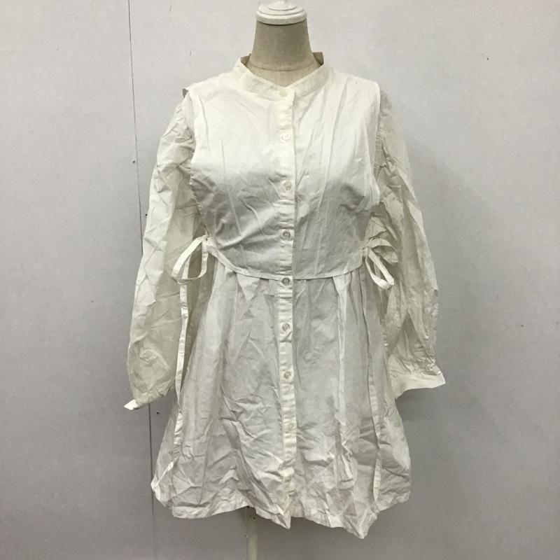 アルシーヴ archives シャツ、ブラウス 長袖 ar211007 65 ペプラム付きコットンブラウス 長袖シャツ ノーカラーシャツ M 無地 白 / ホワイト /  レディース USED 古着 中古 10105950