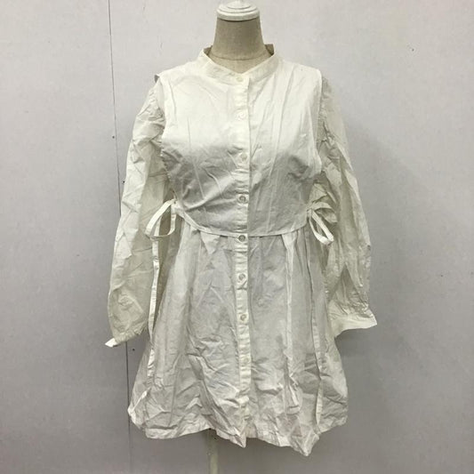 アルシーヴ archives シャツ、ブラウス 長袖 ar211007 65 ペプラム付きコットンブラウス 長袖シャツ ノーカラーシャツ M 無地 白 / ホワイト /  レディース USED 古着 中古 10105950